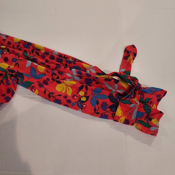 Maeve by Anthropologie Blithe Button Down Red Floral Fruit Print Blouse Size 16 - Picture 6 of 11